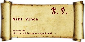 Nikl Vince névjegykártya